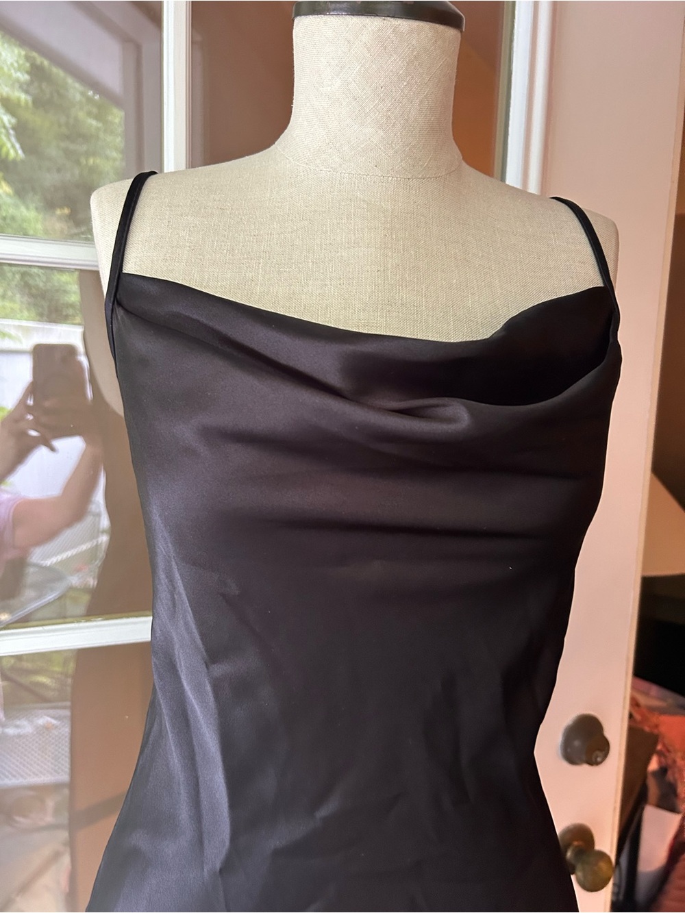 Bebe Satin Slip Dress - Black size small - Picture 3 of 10